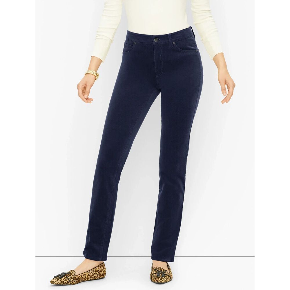 Talbots Flattering Collection Straight Corduroy Pants Women 2P NWT Stretch Navy
